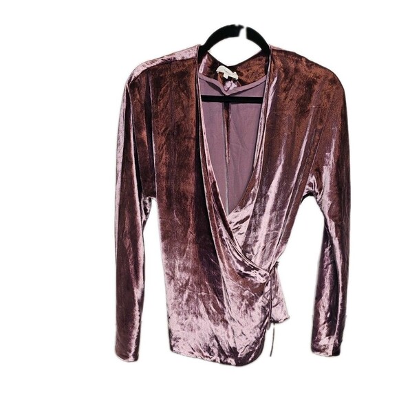 Vince Panne Velvet Wrap Top Blouse Violet Size Small - Picture 5 of 8